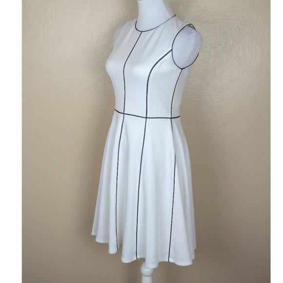 Calvin Klein Scuba Fit and Flare Color Block Dress - Picture 4 of 8